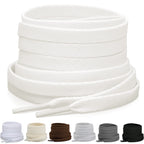 Puzeam Upgrade Tight Weave Flat Shoelaces 28 Colors 5/16 Wide Shoe Laces for Sneakers-Snow White -180