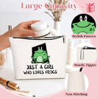 GevGuxLuo Frog Gifts for Frog Lovers, Frog Makeup Bag for Women with Mirror, Frog Birthday Gifts for Daughter Sister Bestie, Cut