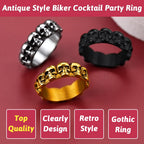 Retro Skull Rings Mens Pinky Rings Black Stainless Steel Biker Ring Great Halloween Party Dressing