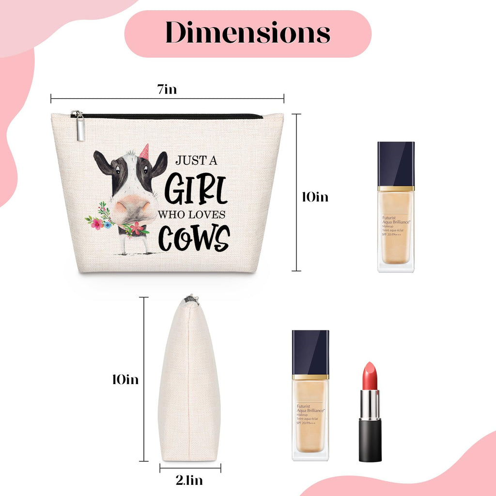 GevGuxLuo Cow Gifts for Cow Lovers, Cow Makeup Bag for Women with Mirror, Cow Birthday Gifts Ideas for Daughter Sister Bestie, C