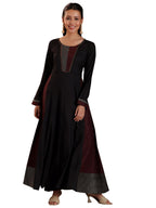 Libas Womens Self Design Cotton A-Line Kurta with Trousers Black