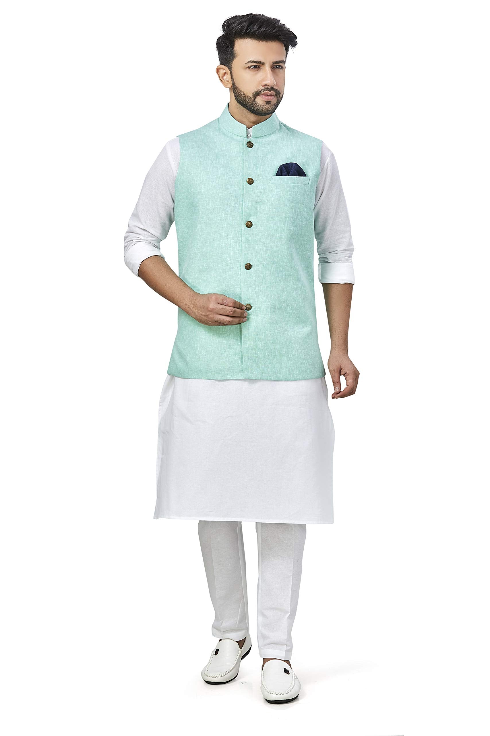 BE ACTIVE Mens Linen Blend Nehru Jacket With Mandarin Collar || Ethnic Koti For Men || Men Koti Formal|| Men Koti Wedding (RFKT