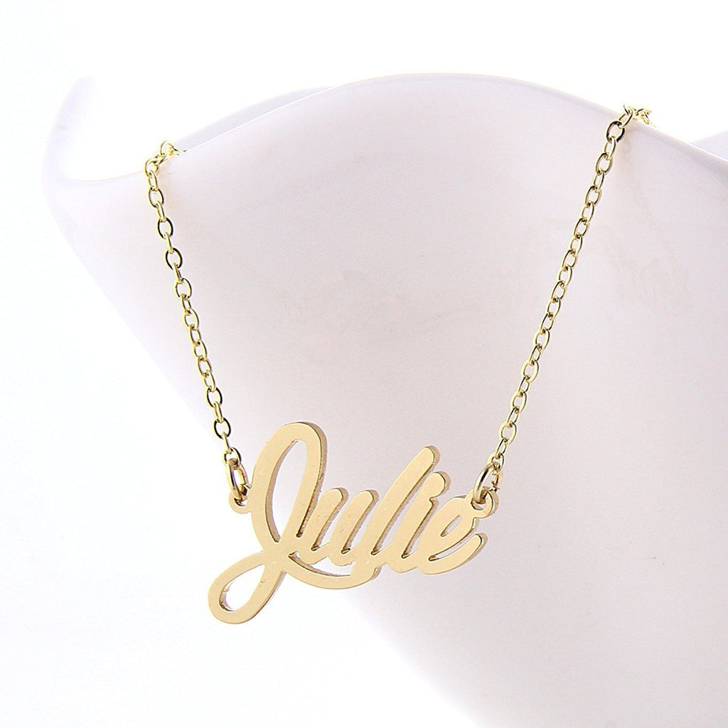 HUAN XUN Gold Color Plated Name Necklace Christmas Gift Jewelry Charm, Julie