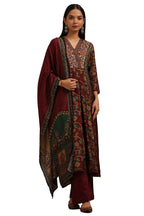 Soch Women Russian Silk Floral Print Suit Set with Thread Work