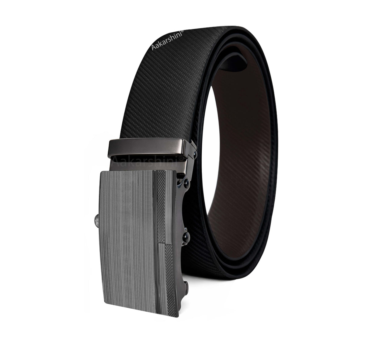 Aakarshini Slim Autolock Genuine Leather Belt For Men Reversible  Sleek Buckle, Formal Clean Look Belt 38