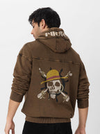 The Souled Store One Piece: Pirates Men and Boys Long Sleeves Hooded Neck Cotton Oversized Hoodies Brown
