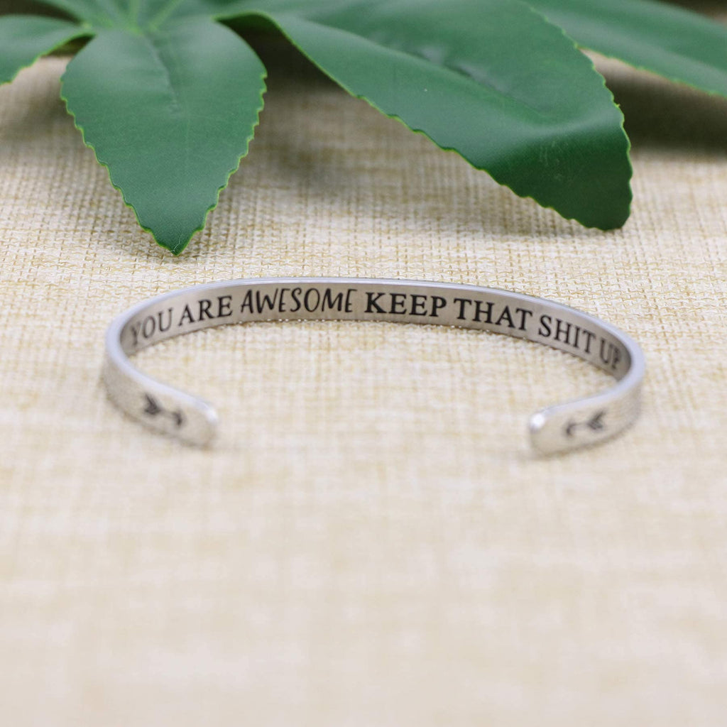 Unique Gifts for Women Funny Inspirational Motivational Encouragement Empowerment Bracelets Mantra Cuff Bangle Birthday Christma