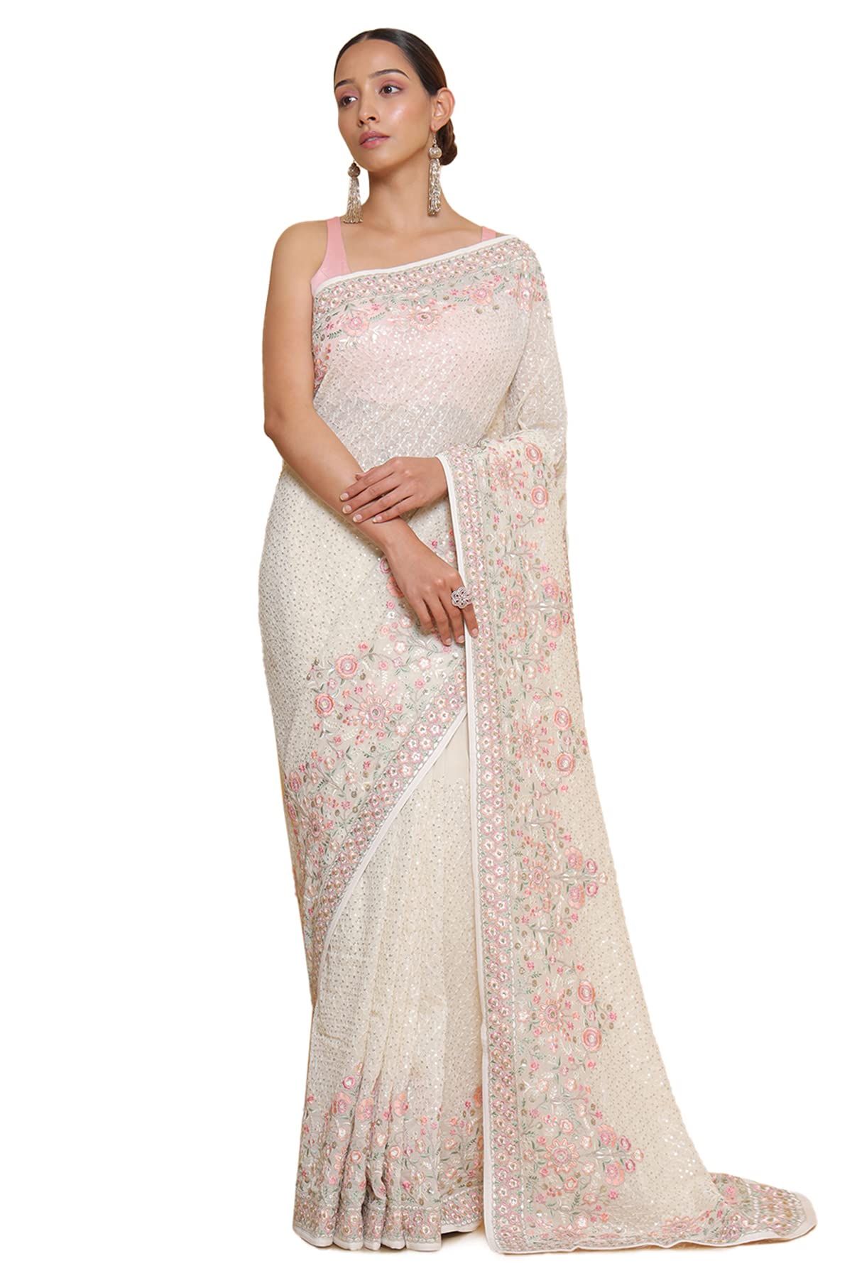 Soch Women Georgette Embroidered Saree with Sequins