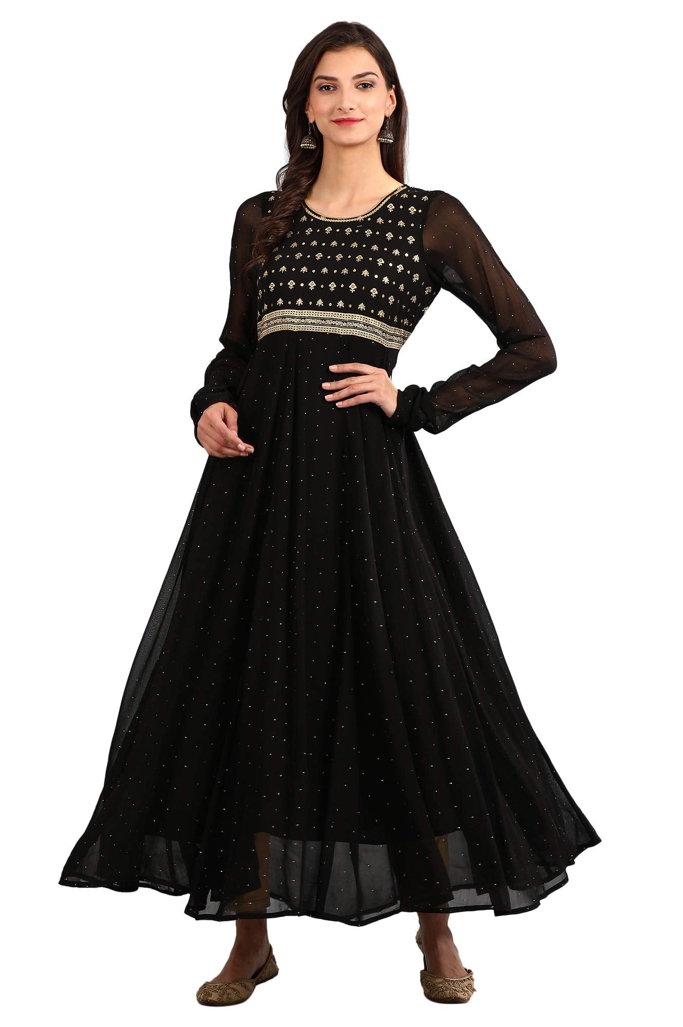 Aurelia WomenS Synthetic Empire Waist Maxi Dress (19Aua11017-500915, Black, Large)