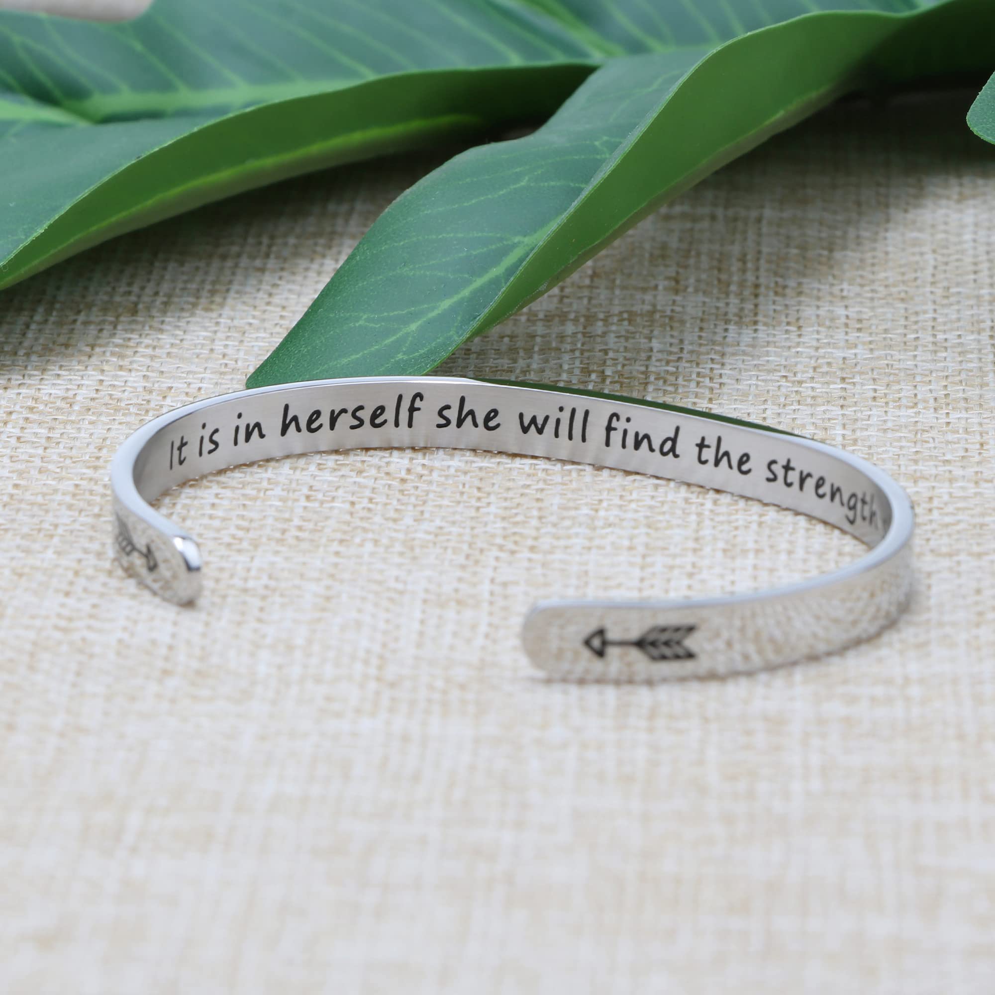 JoycuFF Inspirational Gifts for Women Encouragement Cuff Bracelets Birthday Christmas Gift Brave Message Saying It Is In Herself