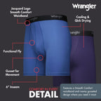 Wrangler - Mens Cooling Boxer Briefs - Mens Boxer Brief Underwear 6 Inseam for Men Pack of 6 | Comfort Stretch Boxer Briefs for