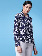 OOMPH! Shirts for Women, Floral Printed, Blue