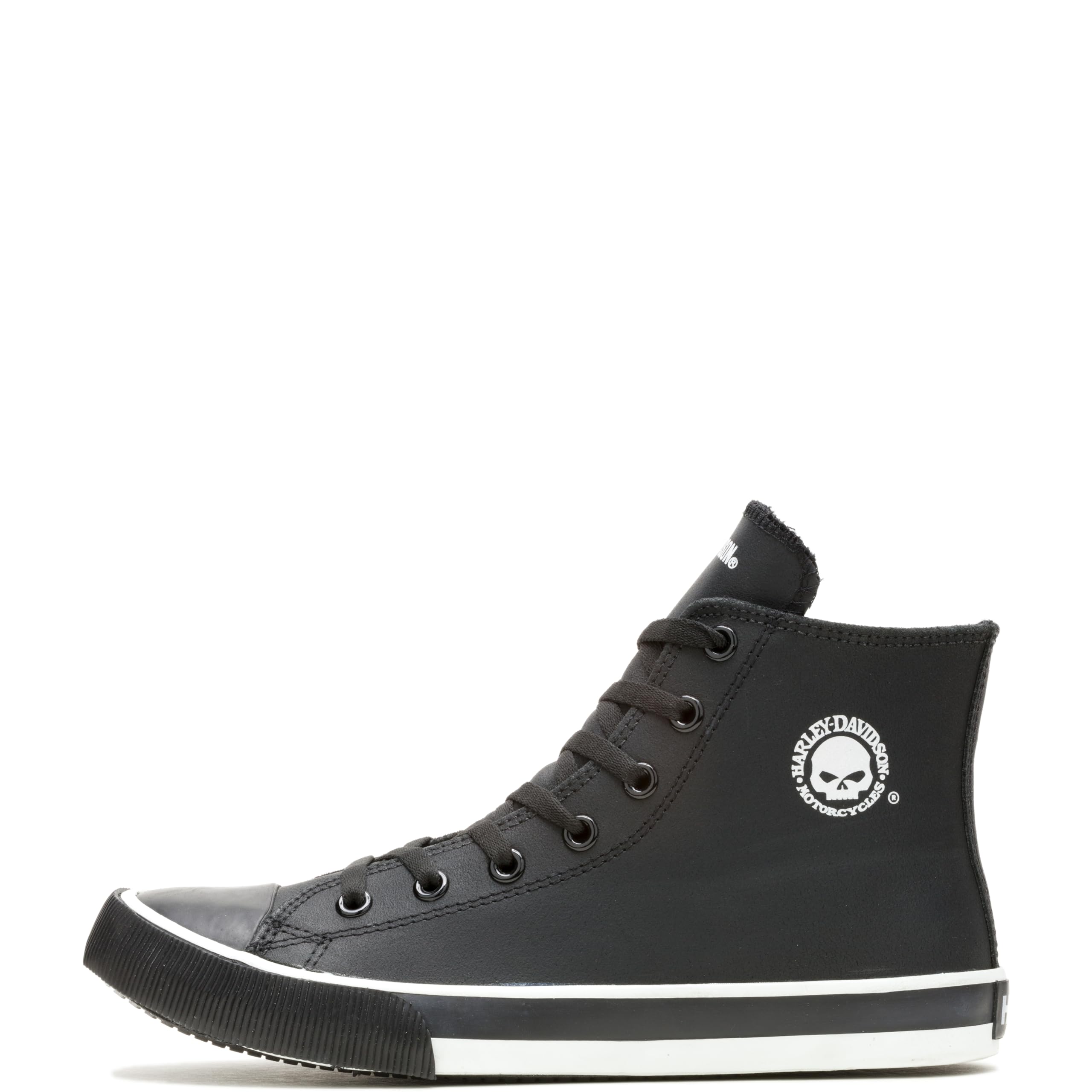 HARLEY-DAVIDSON FOOTWEAR Men's Baxter Leather Motorcycle Casual Sneaker, Black/White, 10