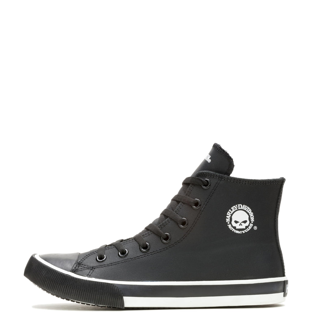 HARLEY-DAVIDSON FOOTWEAR Men's Baxter Leather Motorcycle Casual Sneaker, Black/White, 8.5