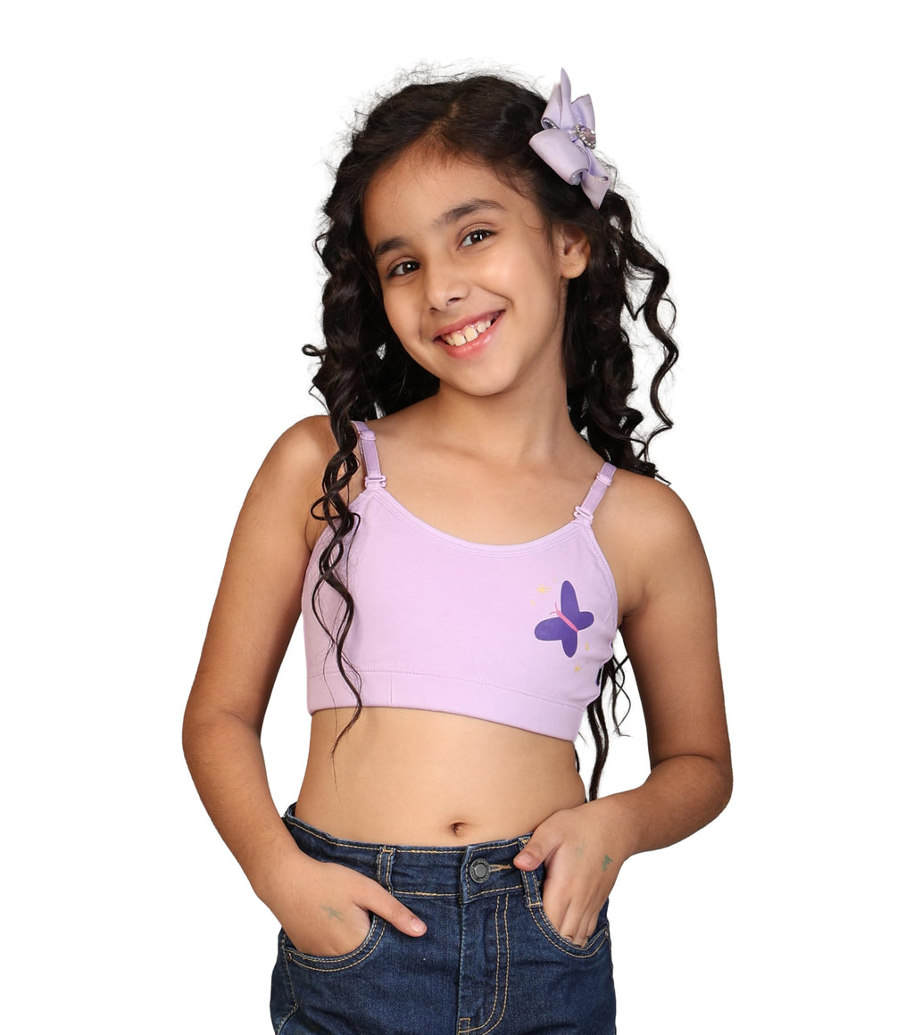 Kyda Kids Girls Antibacterial Printed Cotton Non Padded, Beginners Bra For Girls