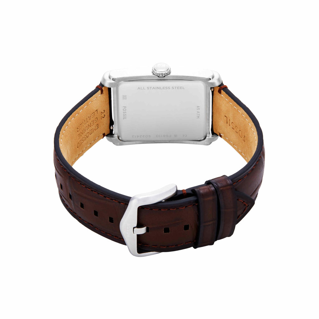 Fossil Men's Carraway Three-Hand Brown Croco Leather Watch