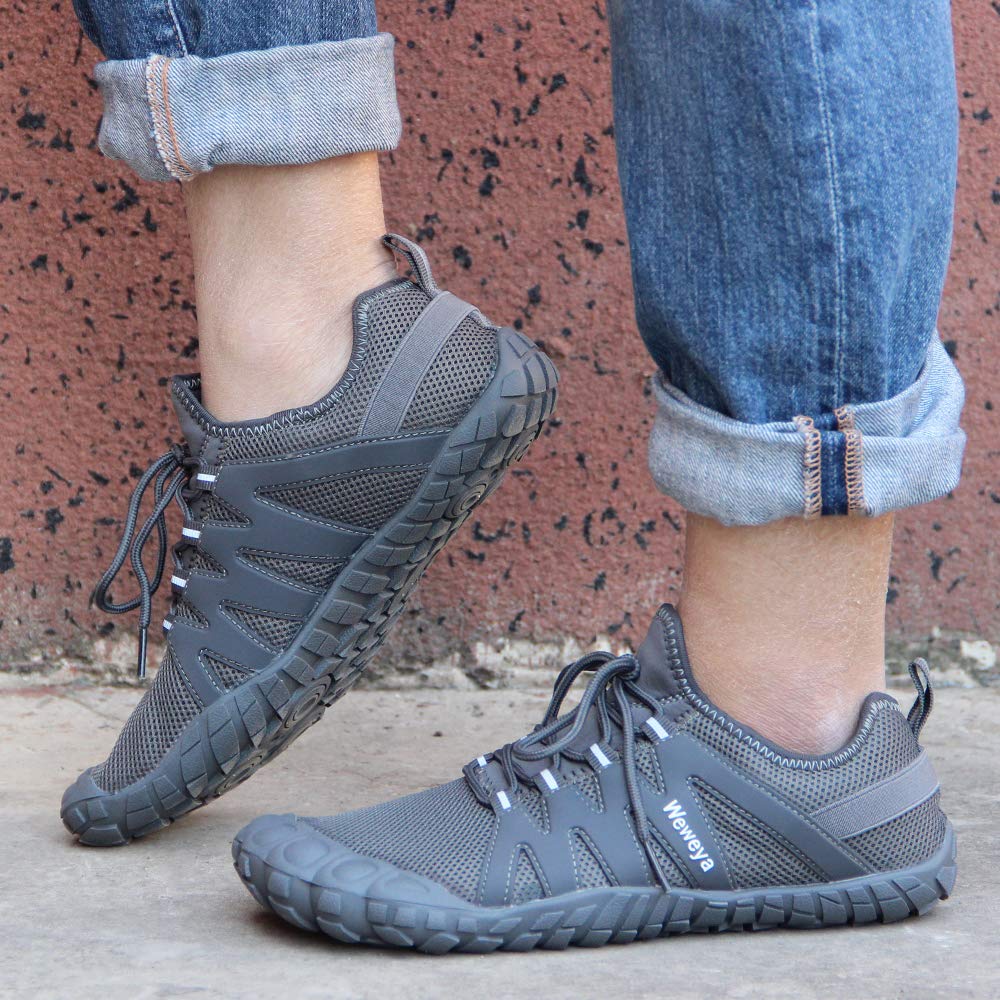 Cross Training Shoe Mens Five Fingers Minimalist Trail Running Zero Drop Wide Toe Box Barefoot Shoes Cross Country Size 11.5 Gre