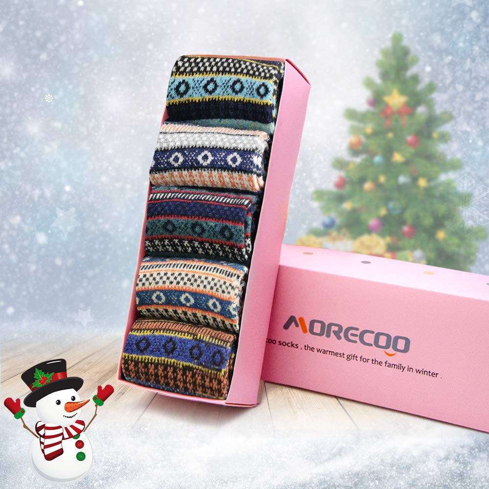 MORECOO Winter Socks Gift Box Free Size Thick Wool Soft Warm Casual Socks for Women Christmas Gifts