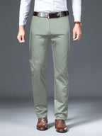 AVANOVA Mens Solid Light Pista Trousers Light Business Style Slightly Stretch Straight Leg Pants for Outdoor Casual Daily Trous