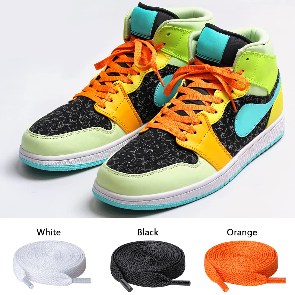 UpUGo 3 Pair Flat Shoe laces, 5/16 Wide Shoelaces for Athletic Running Sneakers Shoes Boot Strings