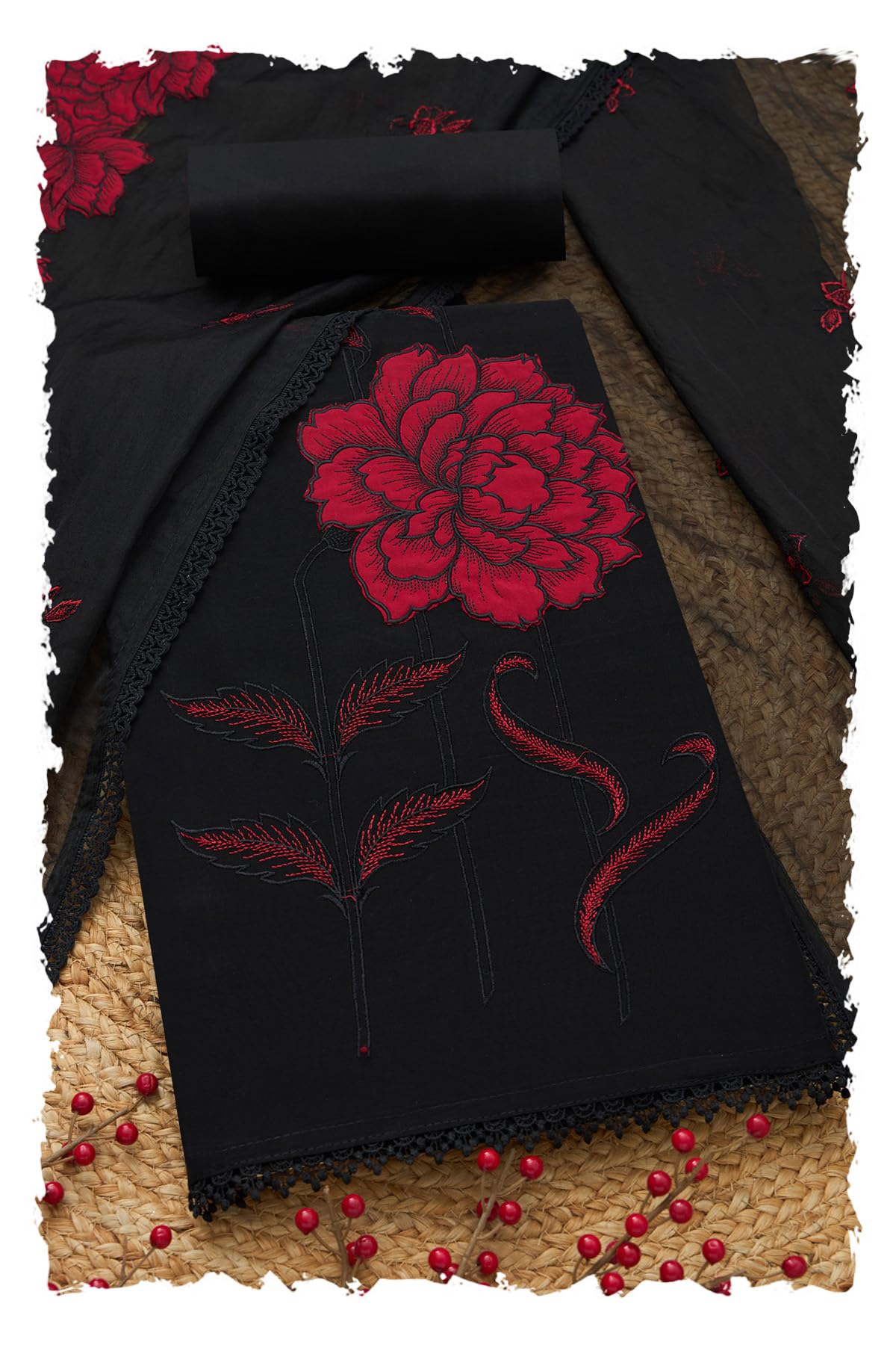Soch Women Embroidered Unstitched Dress Material with Thread Work