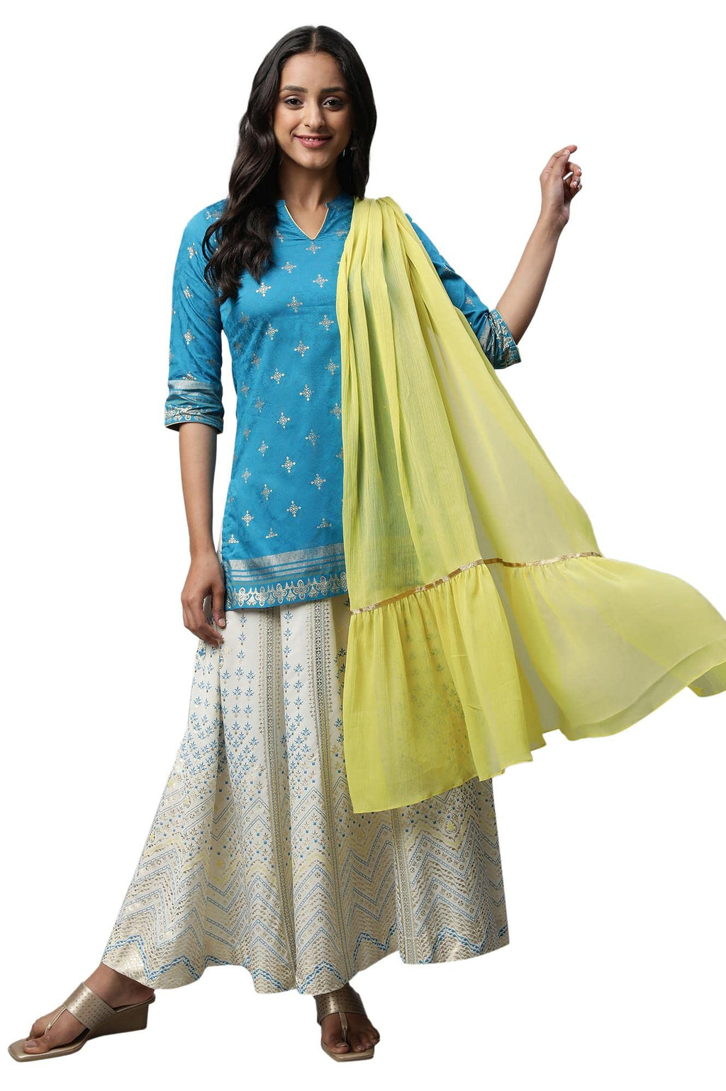 Blue Light Festive Ethnic Kurta Set