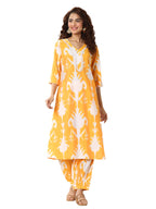 Libas Womens Printed Silk Blend Straight Kurta With Salwar