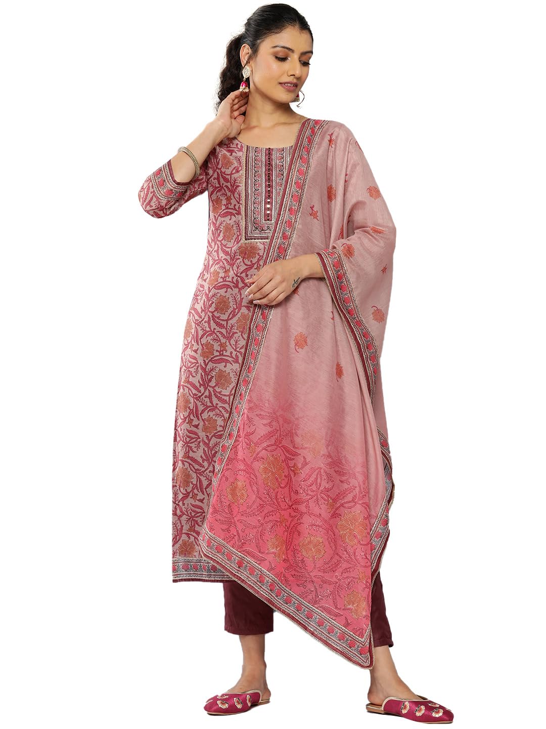 Libas Womens Silk Blend Kurta Sets (38080O_Mauve