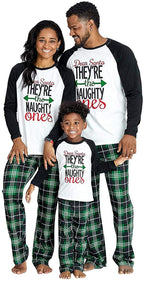 IFFEI Matching Family Pajamas Sets Christmas PJ's Letter Print Top and Plaid Pants Sleepwear 8-9 Years