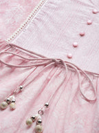 Ishin Women'S Pink Embelllished Anarkali Tiered Kurta