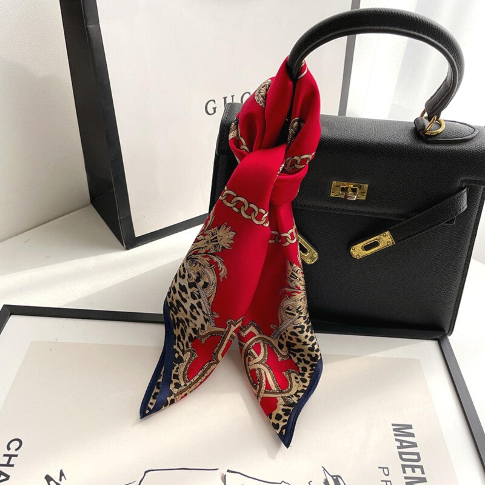 PoeticEHome 100% Mulberry Silk Neck Scarf 21x21 Small Square Scarfs for Women Gift Packed