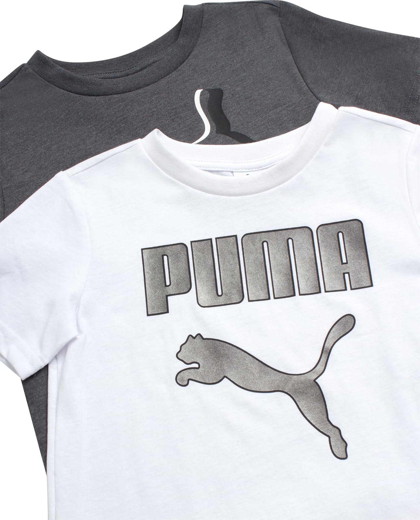 PUMA Boys' Short Set - 3 Piece Short Sleeve Graphic T-Shirts and Active Shorts Outfit Set for Boys (Sizes: 2T-7), Size 4, White/