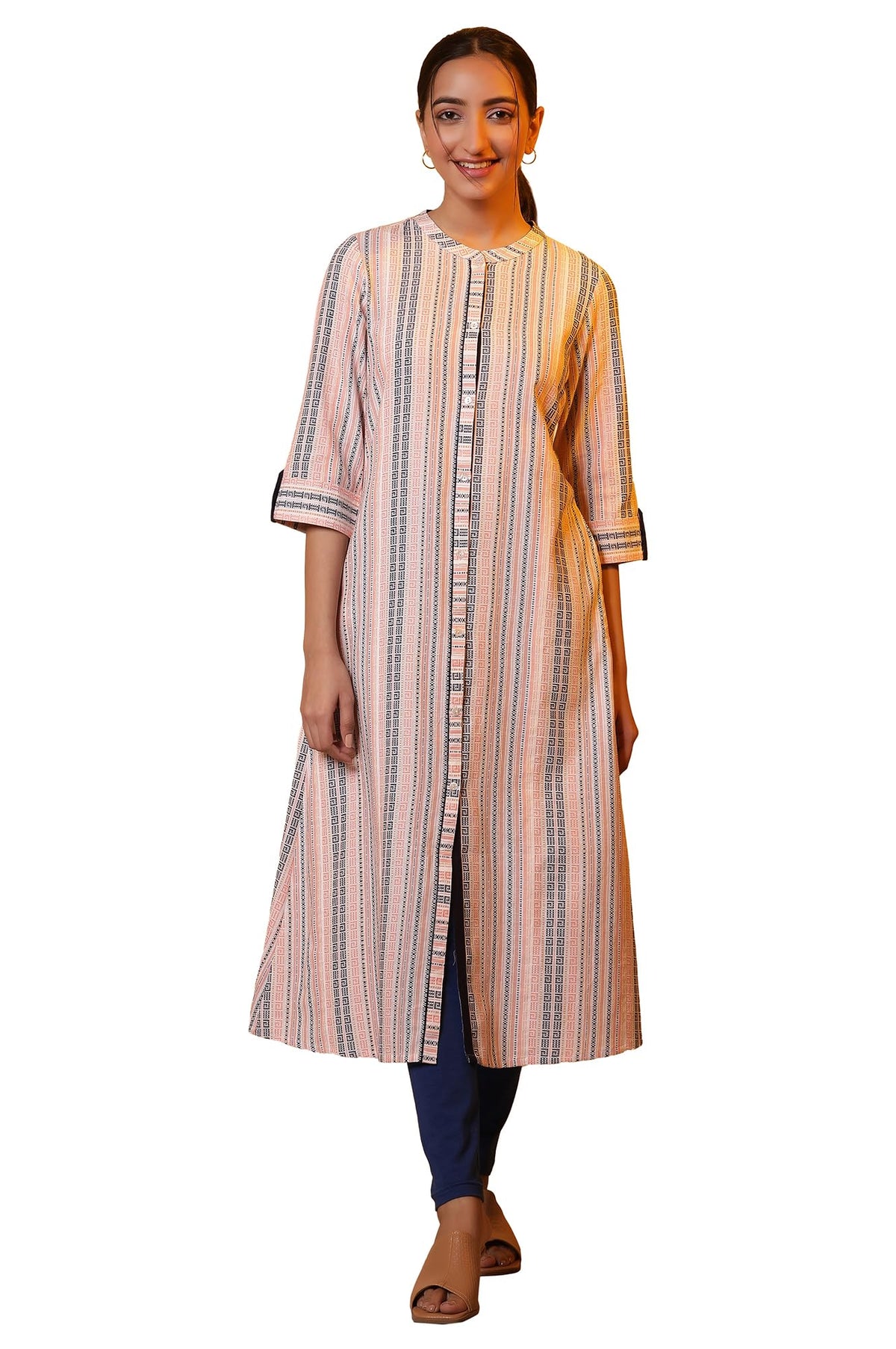 Aurelia Women Striped Cotton A-line Kurta_24FEA14842_XS Multicolour