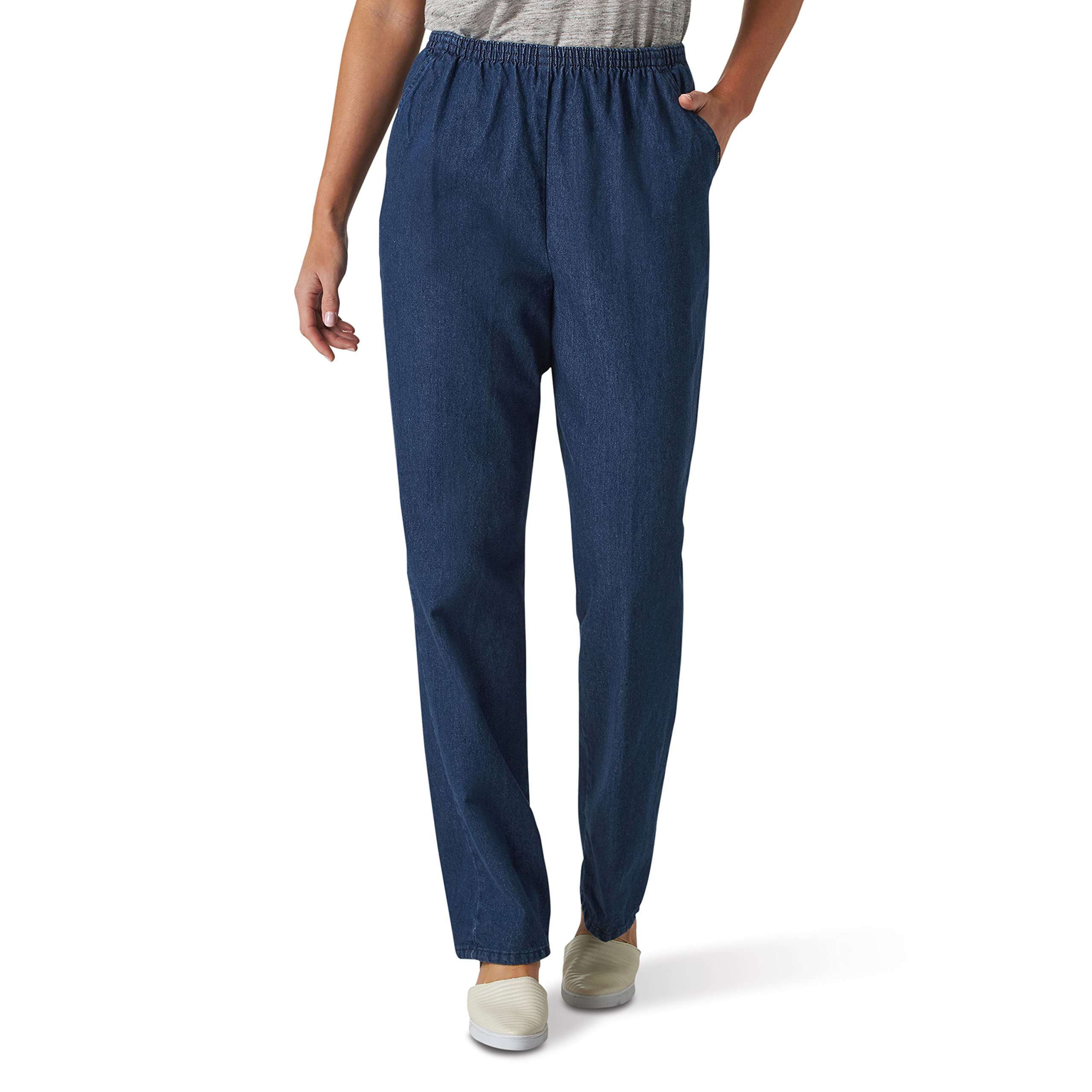 Chic Classic Collection womens Cotton Pull-on Pant With Elastic Waist Jeans, Original Stonewash Denim, 18 Petite US