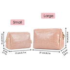 Narwey Large Vegan Leather Makeup Bag Zipper Pouch Travel Cosmetic Organizer for Women (Large, WX-Pink)