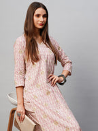 ANNI DESIGNER Ladies Cotton Kurta with Trousers, pink, S