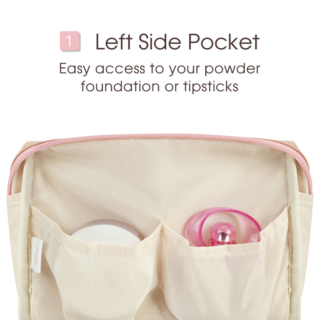 Narwey Large Vegan Leather Makeup Bag Zipper Pouch Travel Cosmetic Organizer for Women (Large, WX-Pink)