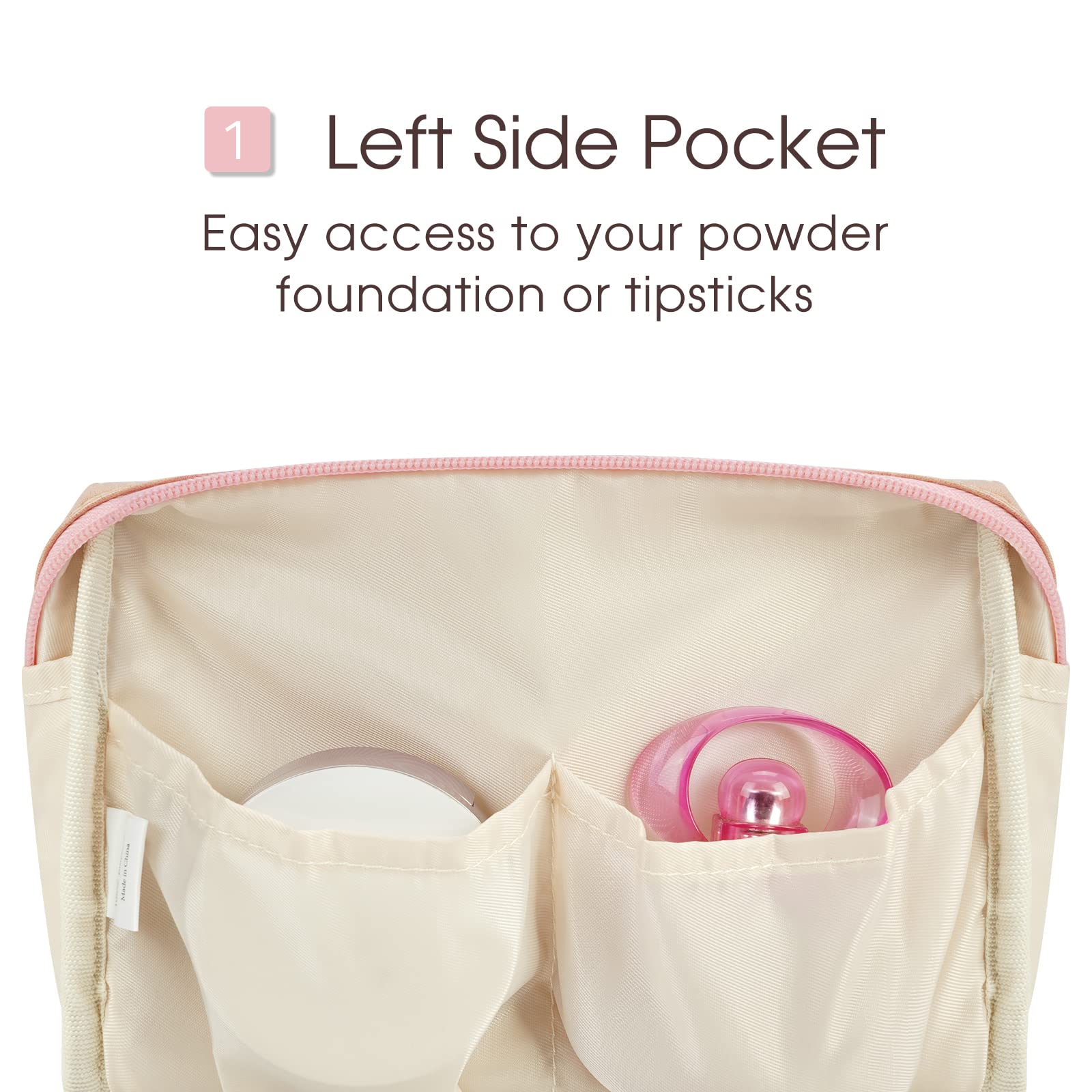 Narwey Large Vegan Leather Makeup Bag Zipper Pouch Travel Cosmetic Organizer for Women (Large, WX-Pink)