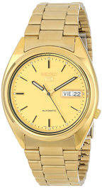 Seiko Men's SNXL72 Seiko 5 Automatic Gold-Tone Stainless Steel Bracelet Watch with Patterned Dial