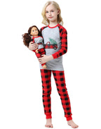 Babyroom Girls Christmas Pajamasd Matching Doll&Toddler 4 Piece Cotton Pajamas Toddler Christmas Clothes Size 6 Gray