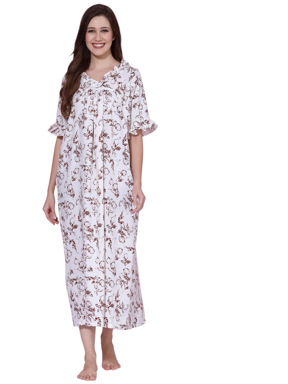 OOMPH! Cotton Blend Nighty for Womens | Night Gown | Nighty | Nightdress | Maxi Dress | Sleepwear | Gown for Women | Nighties |