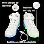 IGxx LED Light Up Shoes for Men USB Recharging High Top LED Sneakers Women Kids Fashion Glowing Lights White 9.5