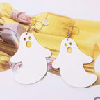 Boderier Ghost Earrings Halloween Black Tree and White Ghost Drop Earrings for Women (White Ghost)