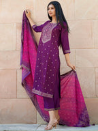 Libas Womens Silk Blend Kurta Sets (38062O_Purple