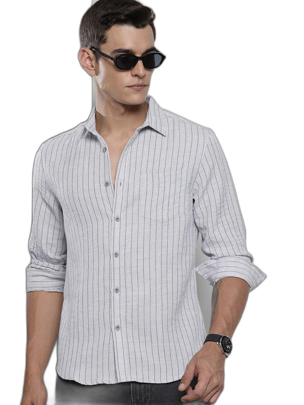 The Indian Garage Co Mens Slim Fit Striped Shirt
