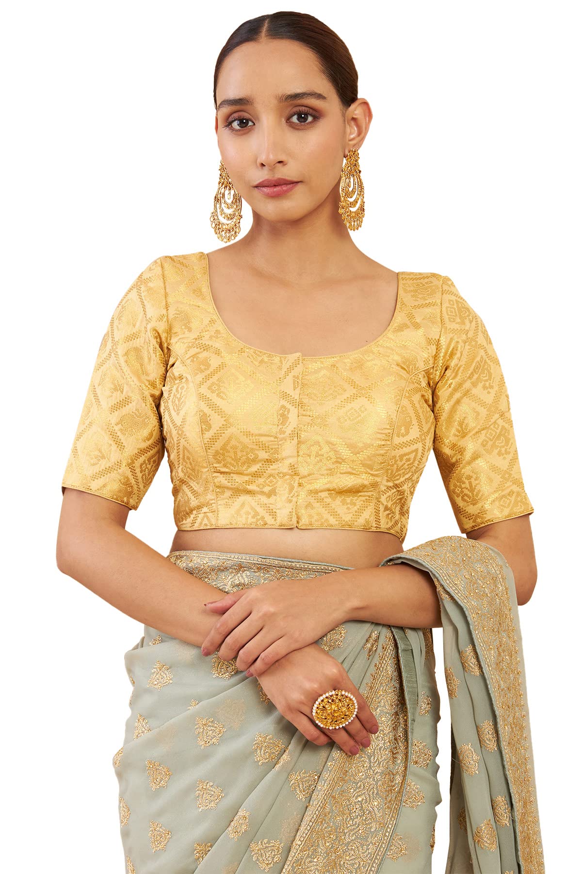 Soch Women Art Silk Blouse with Woven Motifs