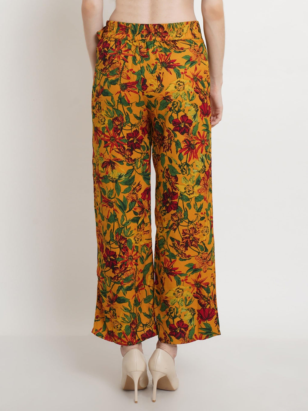 POPWINGS Casual Floral Printed Regular Fit Palazzo for Women