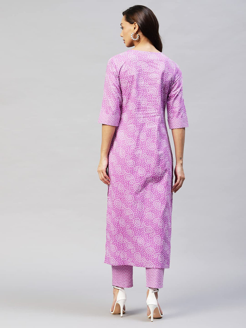 ANNI DESIGNER Womens Cotton Blend Printed Straight Kurta with Pant (Wamurti Purple_M_ Purple_Medium)