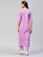 ANNI DESIGNER Womens Cotton Blend Printed Straight Kurta with Pant (Wamurti Purple_M_ Purple_Medium)