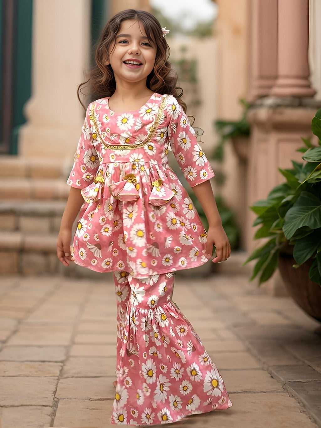 A.T.U.N. (All Things Uber Nice) A.T.U.N. Girls Ethnic Wear Sharara | Corel Printed Kurta With Sharara Set For Girls
